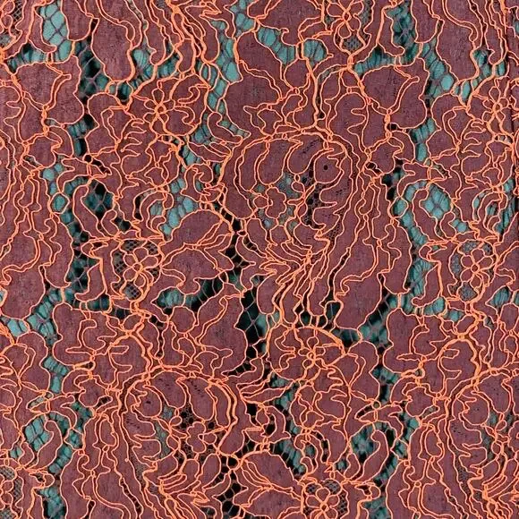 CARVEN Size M Orange Purple Guipure Lace Sleeveless Knee Length Cocktail Dress - Picture 2 of 9